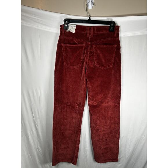 NWT Free People Women's Corduroy Pants Red Straight 25 Risk Taker High Rise - Picture 3 of 10